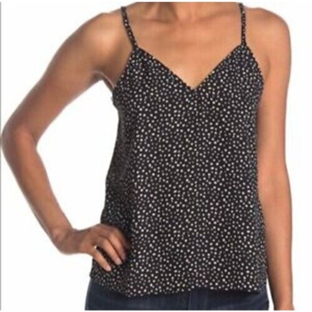 Abound Swing Cami Top XXS Spaghetti Strap Lined Polka Dot Black White NWT B38